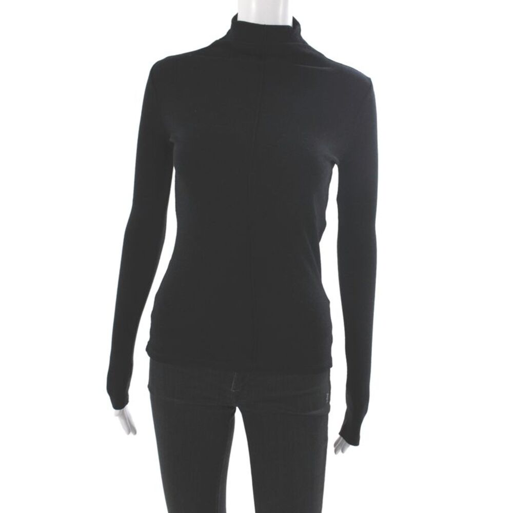 Maje Womens Black Turtleneck Pullover Long Sleeve Wool Blend Minimalist Size 1